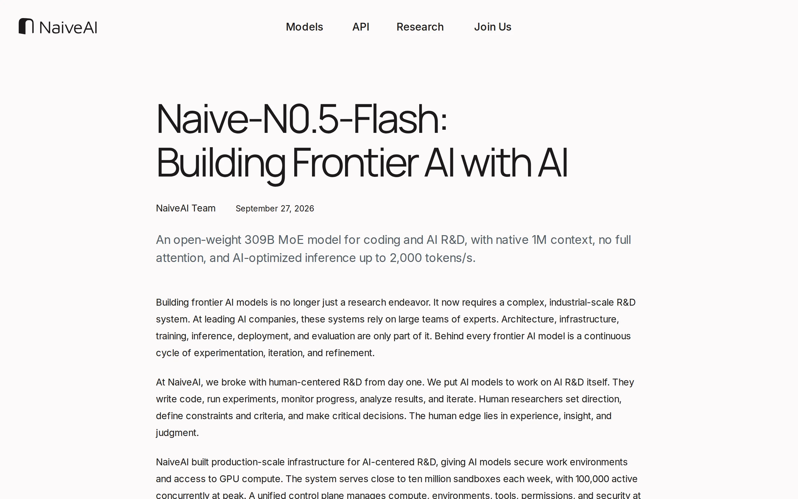 Naive-N0.5-Flash: NaiveAI's First Open-Source 309B MoE Large Model, Designed for AI Research and Development