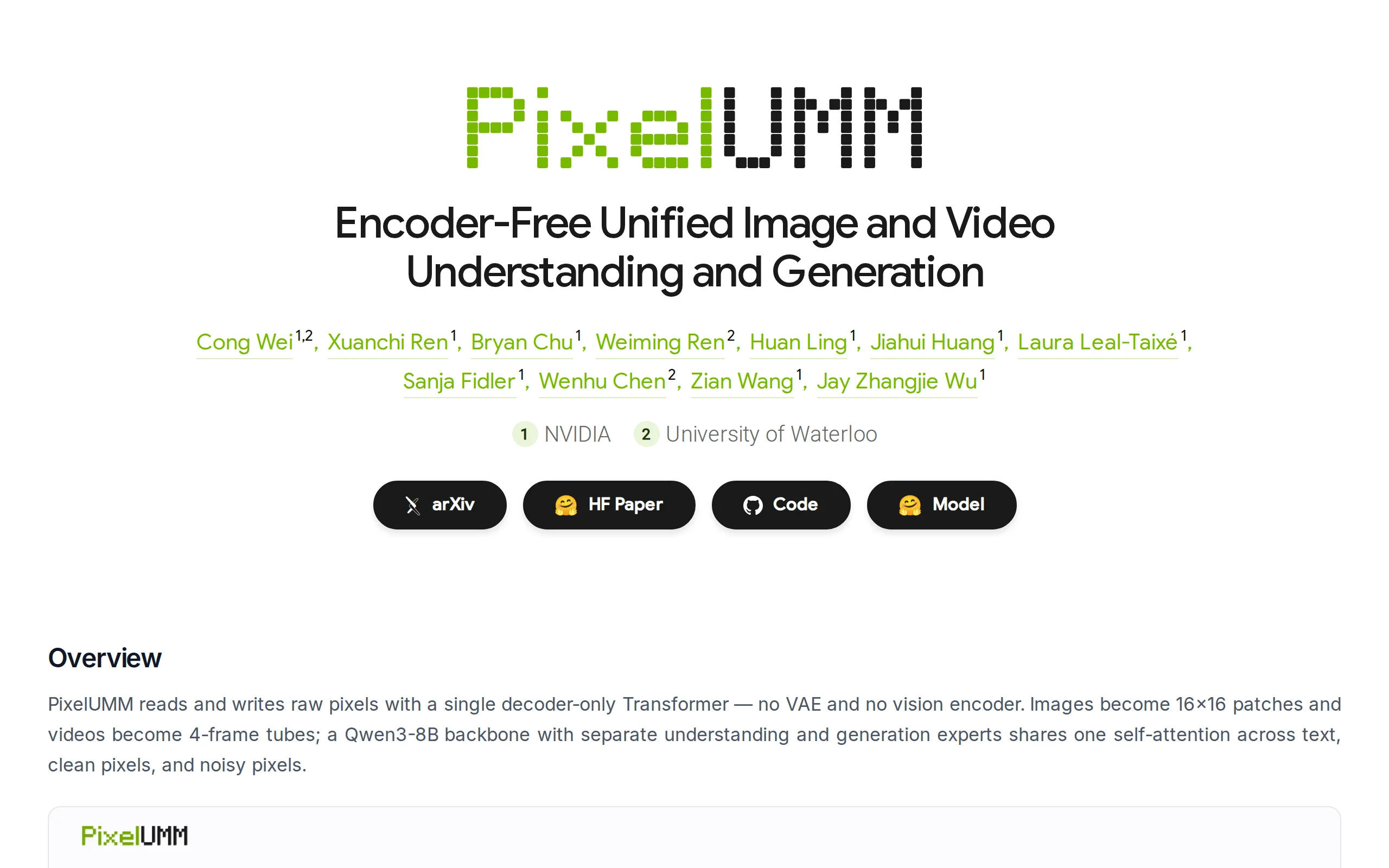 In-Depth Review of PixelUMM: NVIDIA and the University of Waterloo's Encoder-Free Unified Multimodal Model